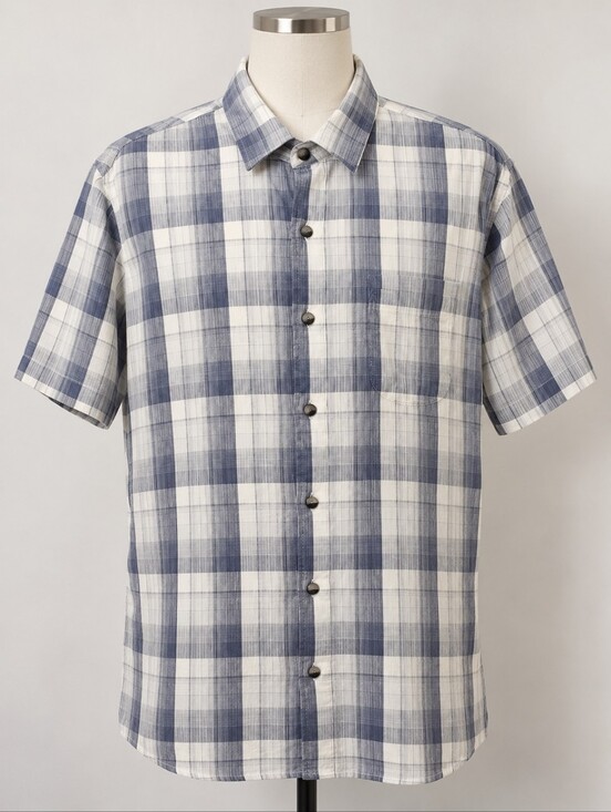 Van Heusen Other - Van Heusen Men’s Blue White Plaid Short Sleeve Button Down Shirt 17.5